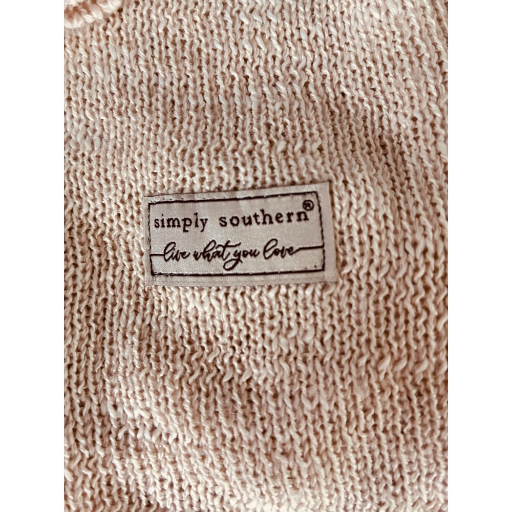 Simply Southern Tailgate Crew Neck Sweater Cream Sequin Graphic Small - Picture 2 of 7
